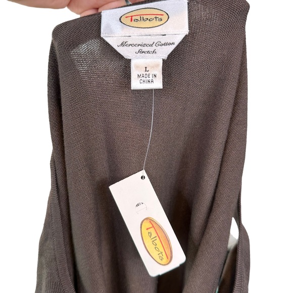 Talbots Mercerized Cotton Stretch Tank Top Womens Blouse Sleeveless Brown Large - Picture 9 of 10